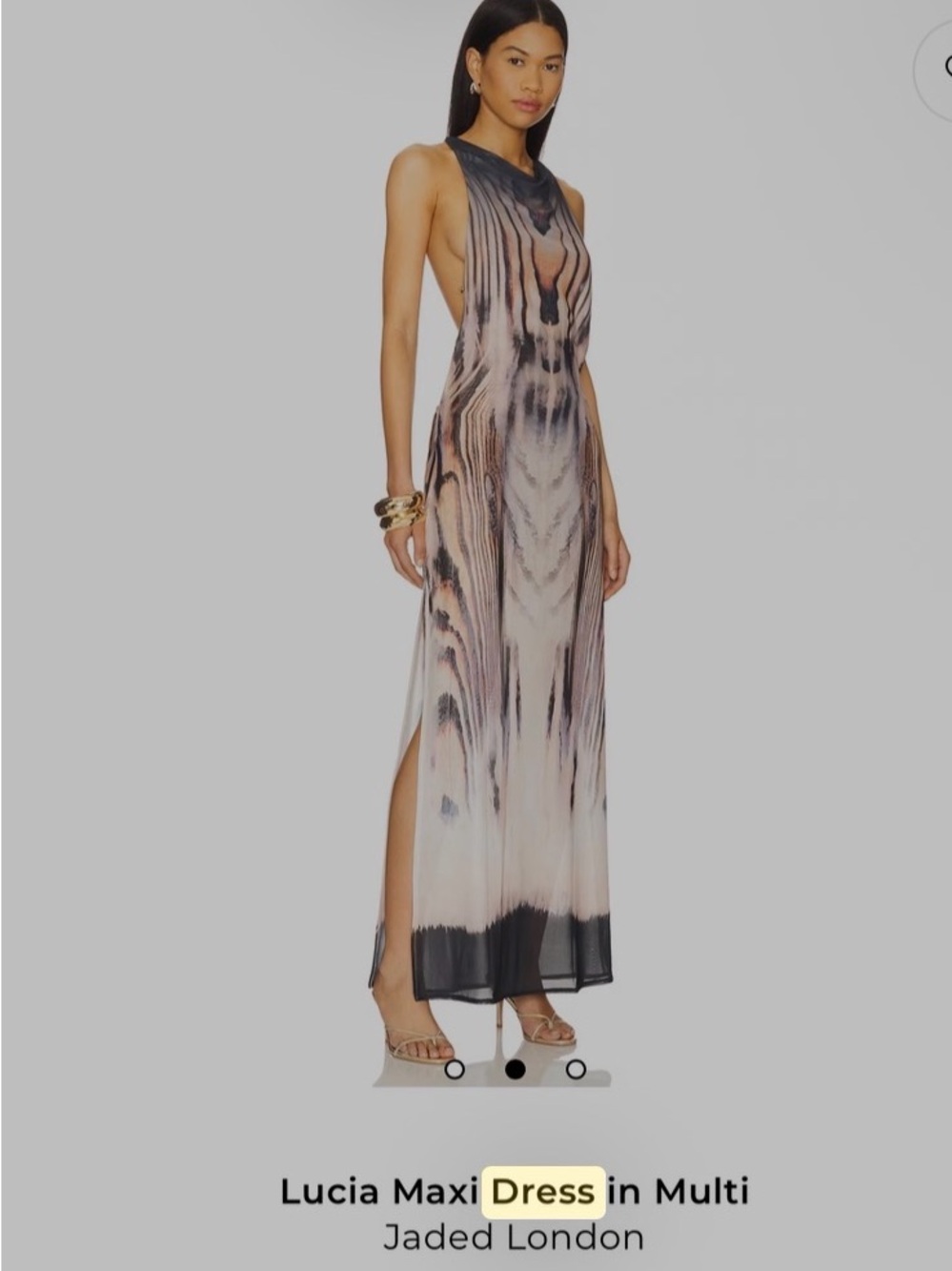 Jaded London Halter Backless Maxi Dress in Multi-Tone Marble